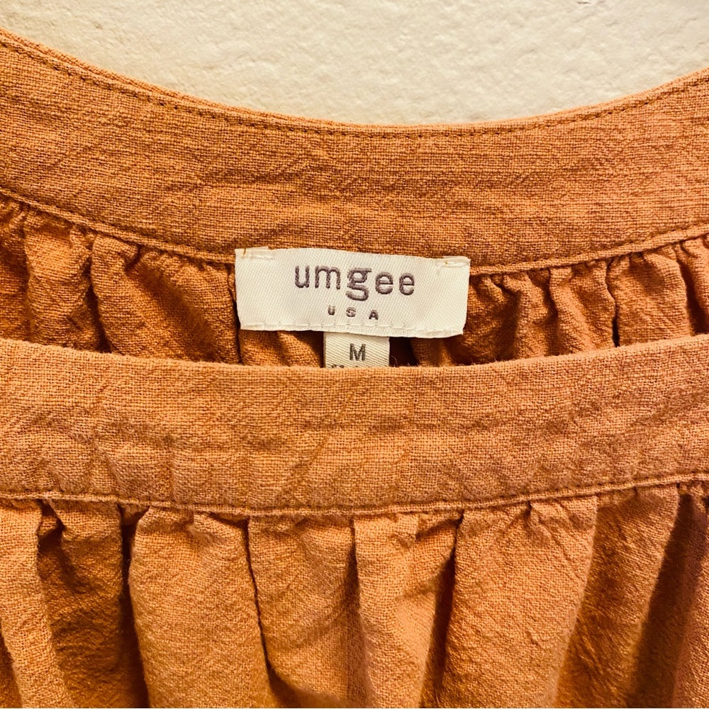 ⭐️ UMGEE Boho Square Neck Lace Trimmed Tunic Dress Rust Orange Size Medium - Picture 4 of 5